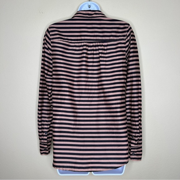 J CREW Black & Tan Striped Popover Henley Top - 41253 - Sz XS - Picture 5 of 7